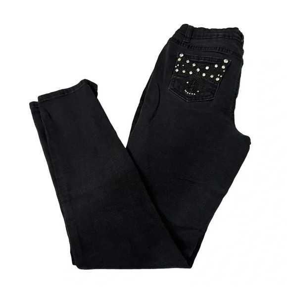 Earl Jeans 6 black jeans with studded‎ rhinestones rear pockets - Picture 1 of 8